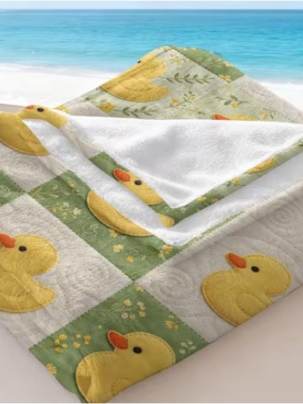 Yellow Duck Quilted looking Throw Blanket - Picture 4 of 4